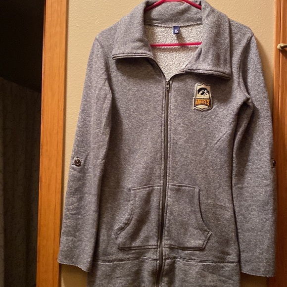 Vintage University of Iowa Hawkeyes gray zip up Gear sweatshirt women’s small - Picture 1 of 7